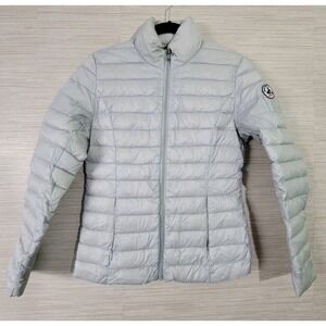 JOTT Women's Lightweight Down‎ Puffer Jacket Gray Zip Front Packable